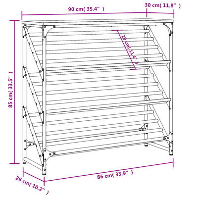 vidaXL Mueble zapatero madera de ingeniería roble Sonoma 90x30x85 cm