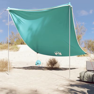 vidaXL Toldo de playa con anclas de arena verde 214x236 cm