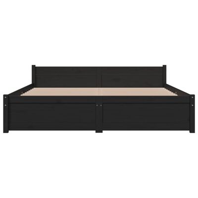 vidaXL Estructura de cama madera maciza negra King Size 150x200 cm