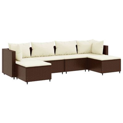 vidaXL Set muebles de jardín 6 piezas y cojines ratán sintético marrón