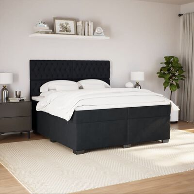 vidaXL Cama box spring con colchón terciopelo negro 200x200 cm