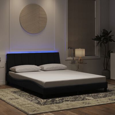 vidaXL Estructura de cama con luces LED terciopelo negro 160x200 cm