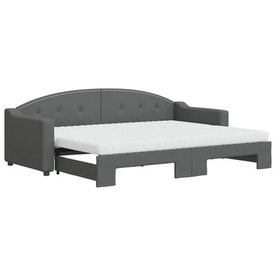 vidaXL Sofá cama nido con colchón tela gris oscuro 80x200 cm