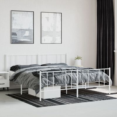 vidaXL Estructura cama sin colchón con estribo metal blanco 193x203 cm