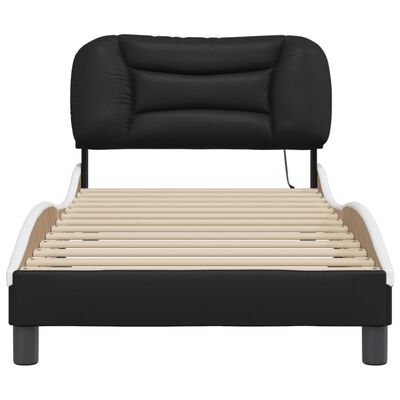 vidaXL Estructura cama con LED cuero sintético negro blanco 90x190 cm