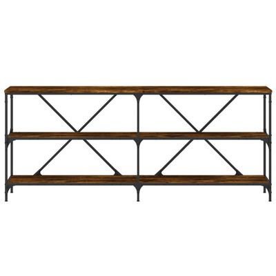 vidaXL Mesa consola hierro madera ingeniería roble ahumado 180x30x75cm