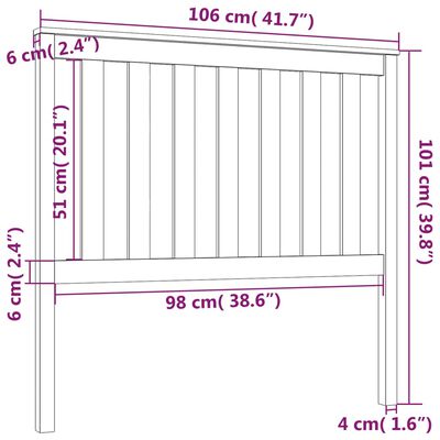 vidaXL Cabecero de cama madera maciza de pino negro 106x6x101 cm