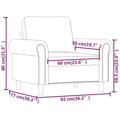 vidaXL Sillón cuero sintético negro 60 cm