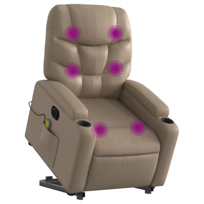 vidaXL Sillón reclinable de masaje eléctrico cuero sintético capuchino