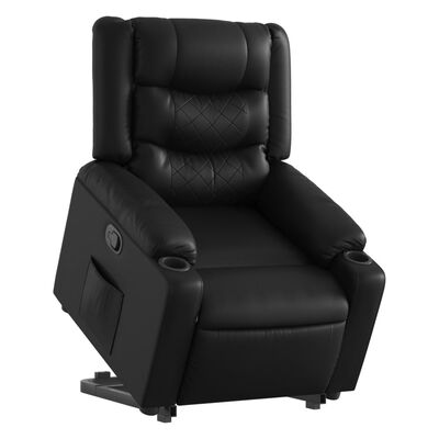 vidaXL Sillón reclinable elevable cuero artificial negro