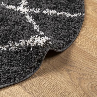 vidaXL Alfombra de pelo largo moderna PAMPLONA negro y crema Ø 240 cm