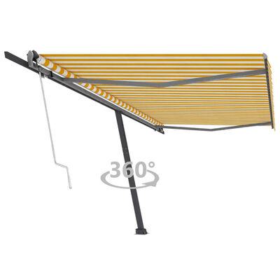 vidaXL Toldo de pie automático amarillo y blanco 500x300 cm