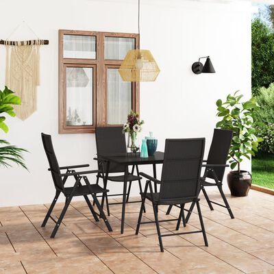 vidaXL Juego de comedor para jardín 5 piezas negro