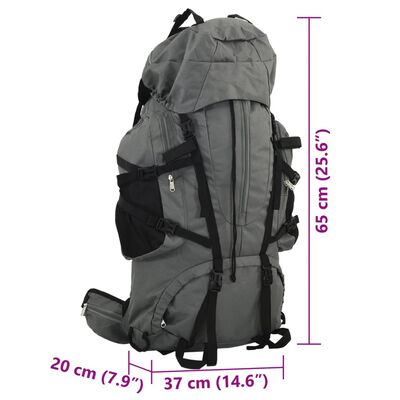 vidaXL Mochila de senderismo tela oxford gris 60 l