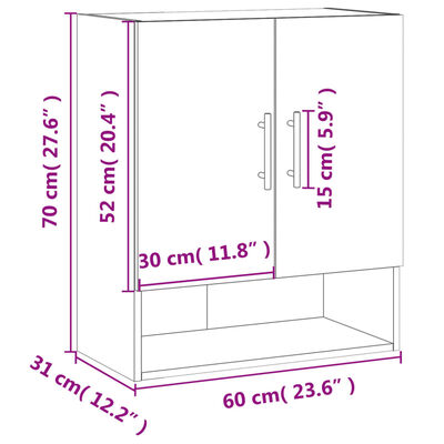 vidaXL Armario de pared madera de ingeniería gris hormigón 60x31x70 cm