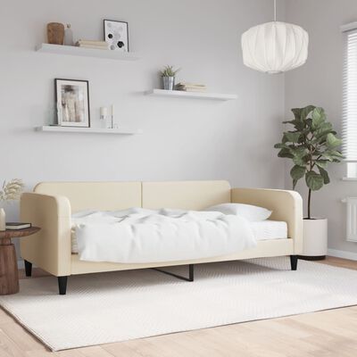 vidaXL Sofá cama con colchón tela crema 90x200 cm