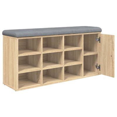 vidaXL Banco zapatero madera de ingeniería roble Sonoma 102x32x50 cm