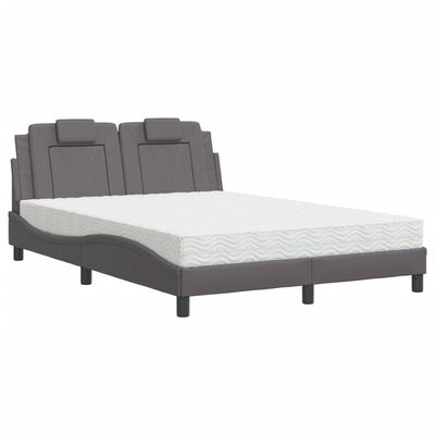 vidaXL Cama con colchón cuero sintético gris 120x200 cm