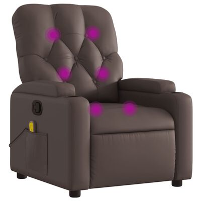 vidaXL Sillón de masaje reclinable cuero sintético marrón