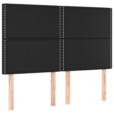 vidaXL Cama box spring colchón y LED cuero sintético negro 140x190 cm