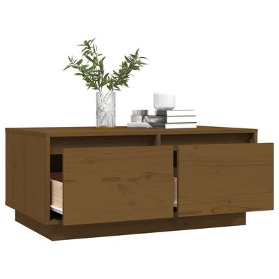 vidaXL Mesa de centro madera maciza de pino marrón miel 80x50x35 cm