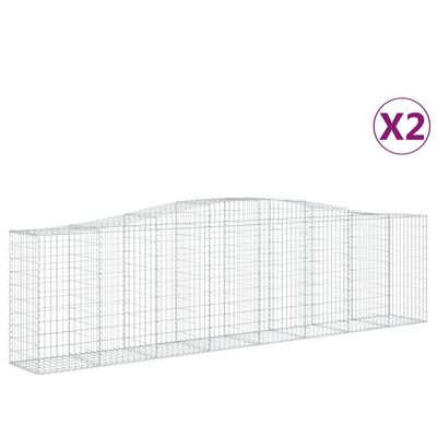 vidaXL Cestas de gaviones 2 uds forma de arco hierro 400x50x100/120 cm