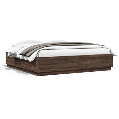 vidaXL Estructura de cama madera de ingeniería marrón roble 180x200 cm