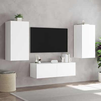 vidaXL Muebles de TV de pared con luces LED 3 piezas blanco