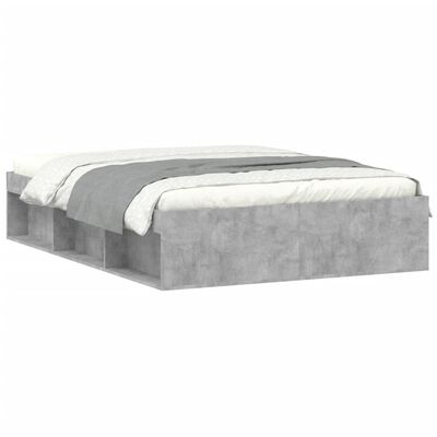 vidaXL Estructura de cama de matrimonio gris cemento 135x190 cm