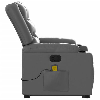 vidaXL Sillón reclinable de masaje de pie cuero artificial gris