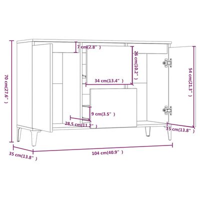 vidaXL Aparador de madera contrachapada gris Sonoma 104x35x70 cm