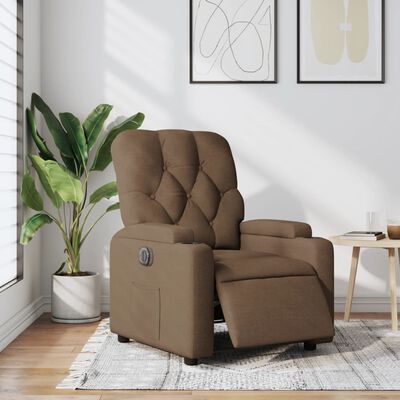 vidaXL Sillón reclinable eléctrico de tela marrón