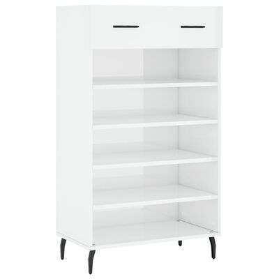 vidaXL Mueble zapatero madera contrachapada blanco brillo 60x35x105 cm