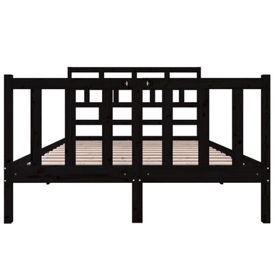 vidaXL Estructura de cama de madera maciza de pino negro 140x190 cm