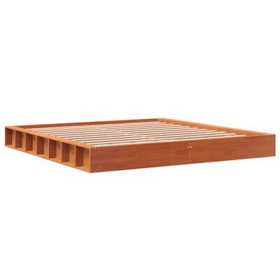 vidaXL Cama sin colchón madera maciza de pino marrón cera 180x200 cm