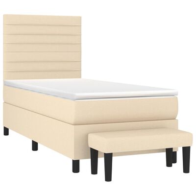 vidaXL Cama box spring con colchón tela color crema 90x190 cm