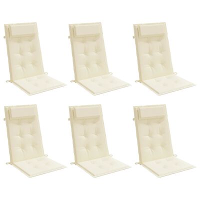 vidaXL Cojines de silla respaldo alto 6 uds tela Oxford color crema