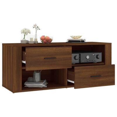 vidaXL Mueble TV madera contrachapada color marrón roble 100x35x40 cm