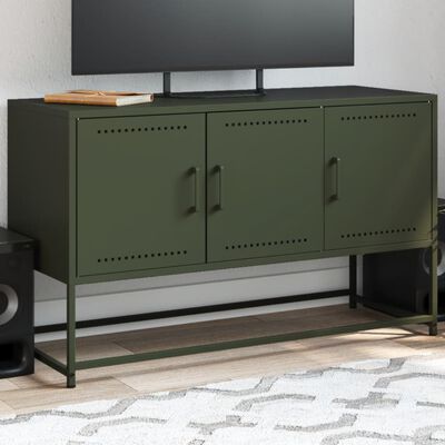 vidaXL Mueble para TV de acero verde oliva 100,5x39x60,5 cm