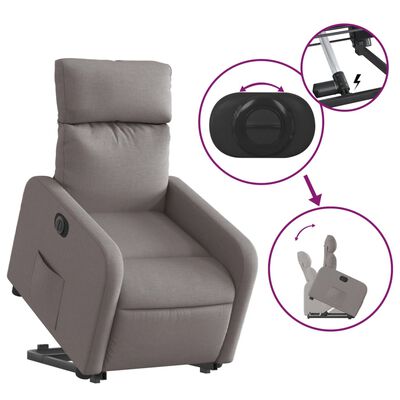 vidaXL Sillón eléctrico reclinable elevable de tela gris taupe