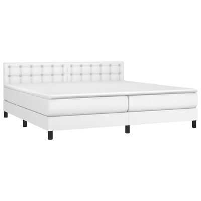 vidaXL Cama box spring con colchón cuero sintético blanco 200x200 cm