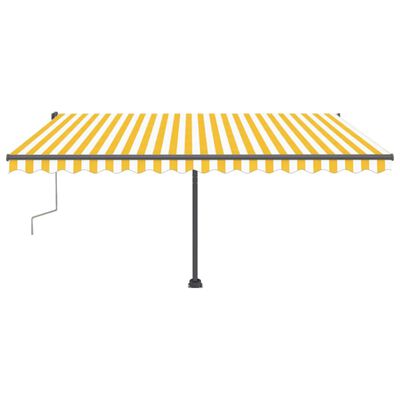 vidaXL Toldo de pie retráctil manual amarillo y blanco 400x300 cm