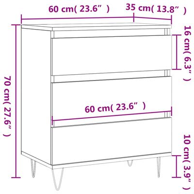 vidaXL Aparador de madera contrachapada gris Sonoma 60x35x70 cm