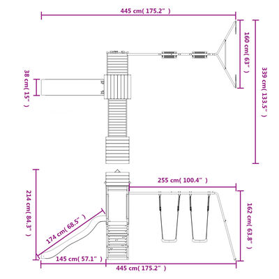 vidaXL Parque infantil de exterior madera de pino impregnada