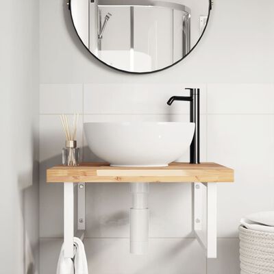 vidaXL Estante de lavabo de pared acero y madera maciza de acacia