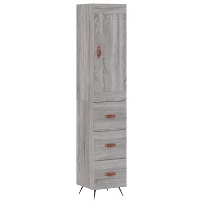 vidaXL Aparador alto madera contrachapada gris Sonoma 34,5x34x180 cm