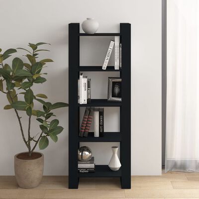 vidaXL Estantería/divisor de espacios madera maciza negro 60x35x160 cm