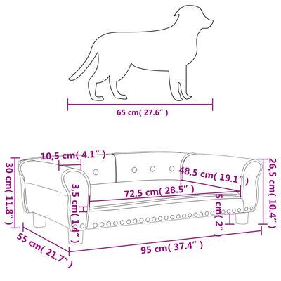 vidaXL Cama para perros de terciopelo negro 95x55x30 cm