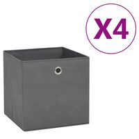 vidaXL Cajas de almacenaje 4 uds tela no tejida gris 28x28x28 cm