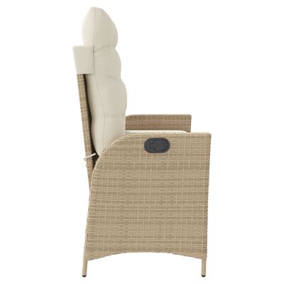 vidaXL Sillón reclinable de jardín con cojines ratán sintético beige